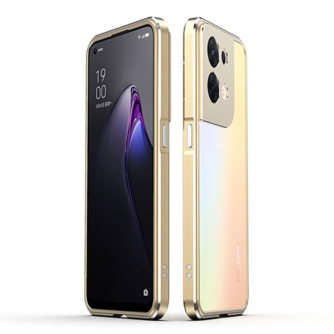 Coque Bumper Luxe Aluminum Metal Etui pour Oppo Reno9 5G Or