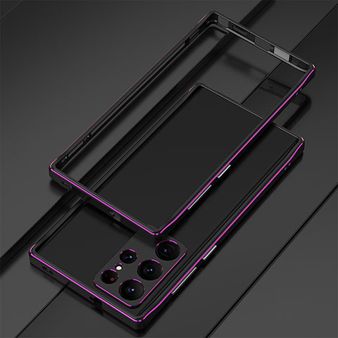 Coque Bumper Luxe Aluminum Metal Etui pour Samsung Galaxy S22 Ultra 5G Violet