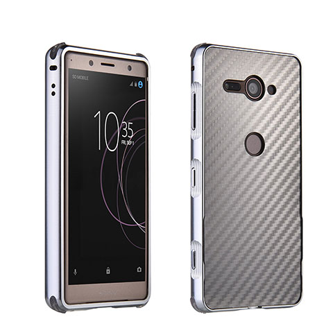 Coque Bumper Luxe Aluminum Metal Etui pour Sony Xperia XZ2 Compact Argent