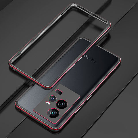Coque Bumper Luxe Aluminum Metal Etui pour Vivo iQOO 11 5G Rouge et Noir