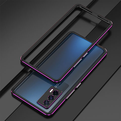 Coque Bumper Luxe Aluminum Metal Etui pour Vivo iQOO 7 India 5G Violet