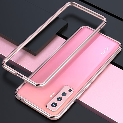 Coque Bumper Luxe Aluminum Metal Etui pour Vivo X50 5G Rose