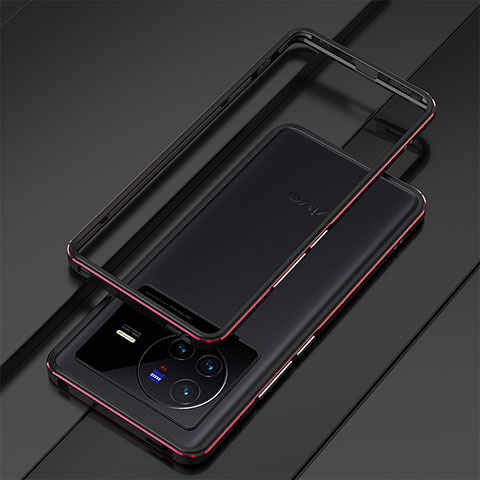 Coque Bumper Luxe Aluminum Metal Etui pour Vivo X80 Pro 5G Rouge et Noir