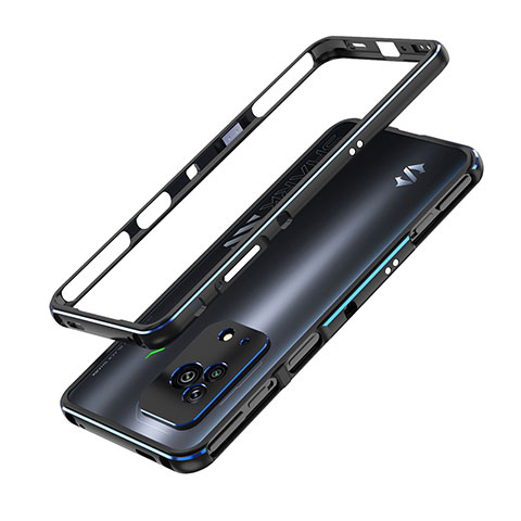 Coque Bumper Luxe Aluminum Metal Etui pour Xiaomi Black Shark 5 Pro 5G Bleu et Noir