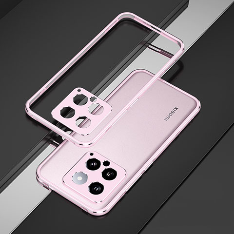 Coque Bumper Luxe Aluminum Metal Etui pour Xiaomi Mi 14 5G Or Rose