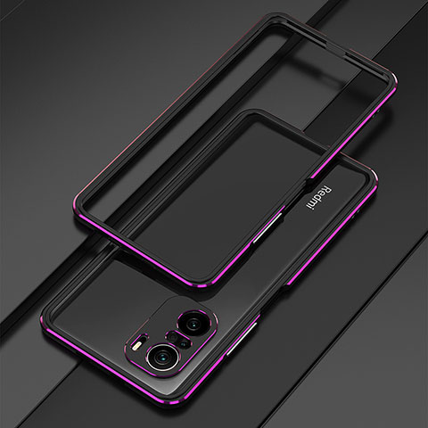 Coque Bumper Luxe Aluminum Metal Etui pour Xiaomi Poco F3 5G Violet