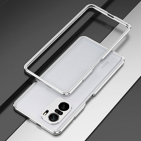 Coque Bumper Luxe Aluminum Metal Etui pour Xiaomi Redmi K40 Pro 5G Argent