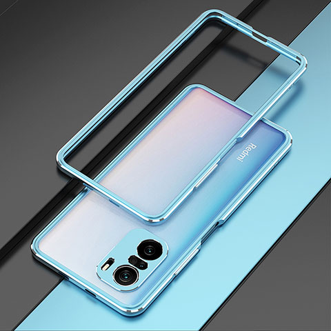 Coque Bumper Luxe Aluminum Metal Etui pour Xiaomi Redmi K40 Pro+ Plus 5G Argent et Bleu