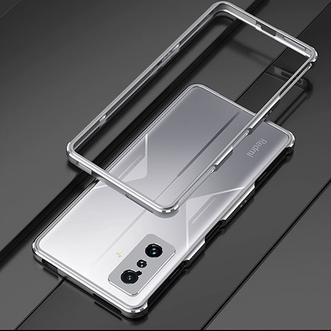 Coque Bumper Luxe Aluminum Metal Etui pour Xiaomi Redmi K50 Gaming 5G Argent