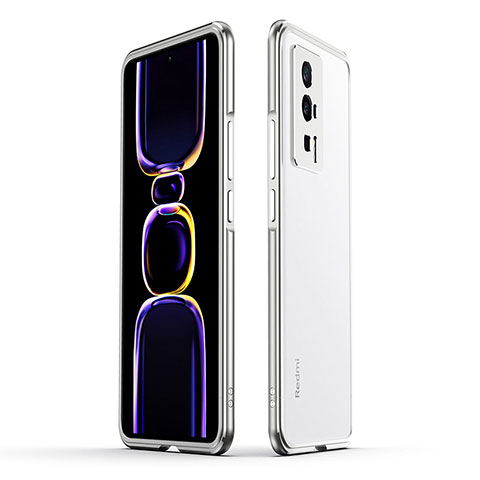 Coque Bumper Luxe Aluminum Metal Etui pour Xiaomi Redmi K60 5G Argent