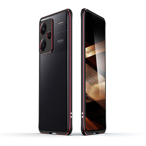 Coque Bumper Luxe Aluminum Metal Etui pour Xiaomi Redmi Note 13 Pro+ Plus 5G Rouge et Noir