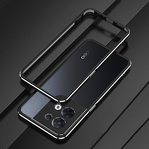 Coque Bumper Luxe Aluminum Metal Etui S01 pour Oppo Reno8 5G Argent et Noir