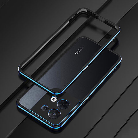 Coque Bumper Luxe Aluminum Metal Etui S01 pour Oppo Reno8 5G Bleu et Noir