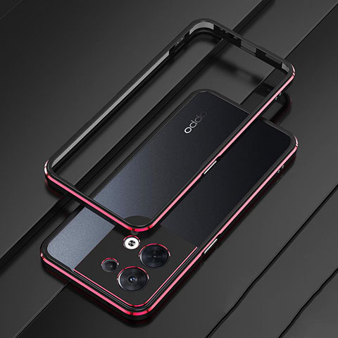 Coque Bumper Luxe Aluminum Metal Etui S01 pour Oppo Reno8 5G Rouge et Noir