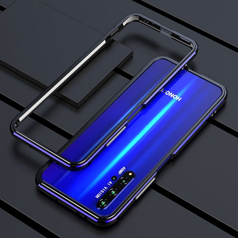 Coque Bumper Luxe Aluminum Metal Etui T01 pour Huawei Honor 20S Bleu et Noir