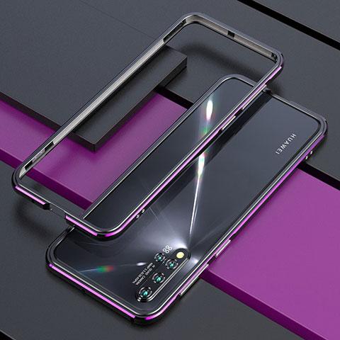 Coque Bumper Luxe Aluminum Metal Etui T01 pour Huawei Nova 5 Pro Violet et Noir