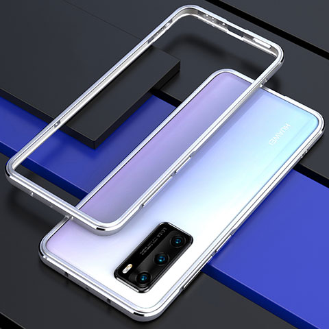 Coque Bumper Luxe Aluminum Metal Etui T01 pour Huawei P40 Argent