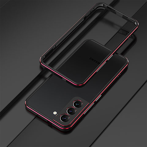 Coque Bumper Luxe Aluminum Metal Etui T01 pour Samsung Galaxy S21 Plus 5G Rouge et Noir