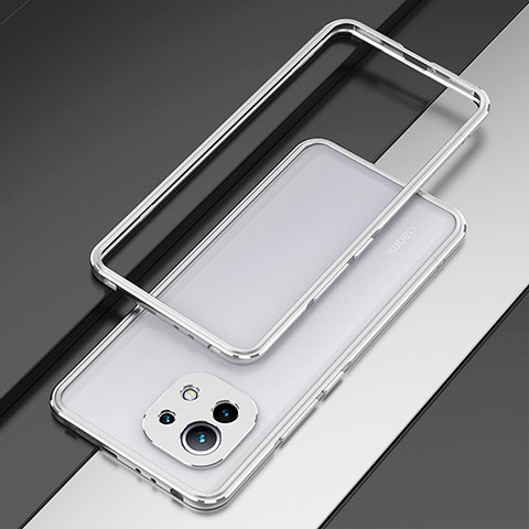 Coque Bumper Luxe Aluminum Metal Etui T01 pour Xiaomi Mi 11 5G Argent