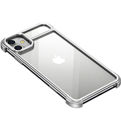 Coque Bumper Luxe Aluminum Metal Etui T02 pour Apple iPhone 11 Argent