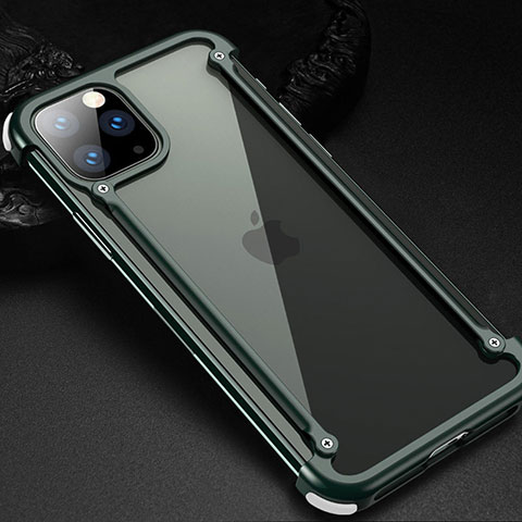 Coque Bumper Luxe Aluminum Metal Etui T02 pour Apple iPhone 11 Pro Max Vert