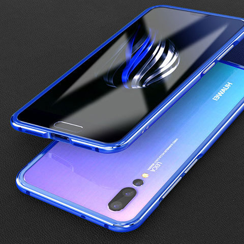 Coque Bumper Luxe Aluminum Metal Etui T02 pour Huawei P20 Pro Bleu