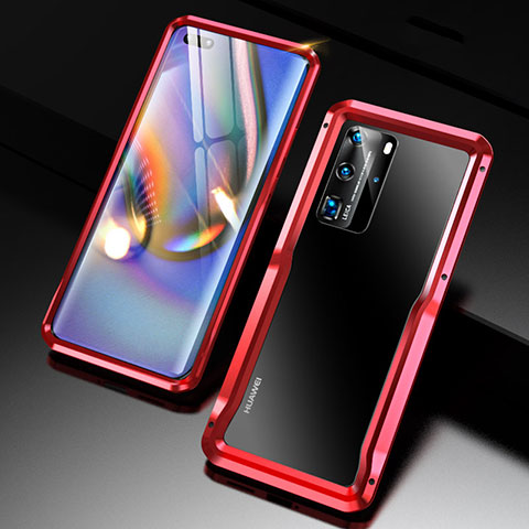 Coque Bumper Luxe Aluminum Metal Etui T02 pour Huawei P40 Pro Rouge