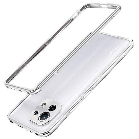 Coque Bumper Luxe Aluminum Metal Etui T02 pour Xiaomi Mi 11 5G Argent