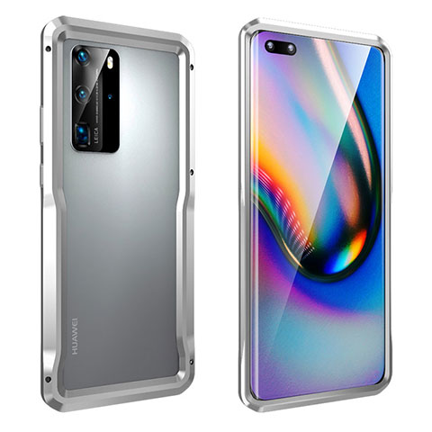 Coque Bumper Luxe Aluminum Metal Etui T03 pour Huawei P40 Pro Argent