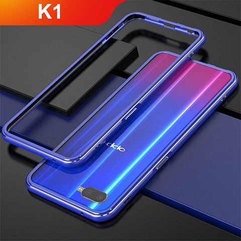 Coque Bumper Luxe Aluminum Metal pour Oppo K1 Bleu