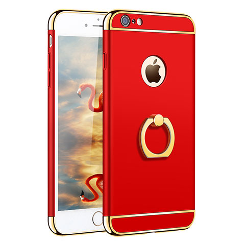 Coque Bumper Luxe Metal et Plastique avec Support Bague Anneau A01 pour Apple iPhone 6 Rouge