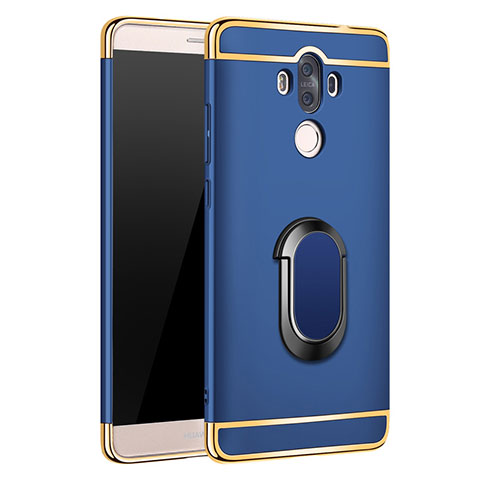 Coque Bumper Luxe Metal et Plastique avec Support Bague Anneau A03 pour Huawei Mate 9 Bleu