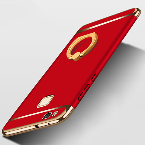 Coque Bumper Luxe Metal et Plastique avec Support Bague Anneau pour Huawei G9 Lite Rouge