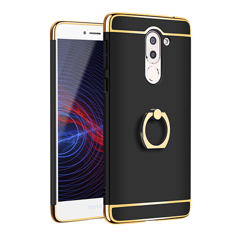 Coque Bumper Luxe Metal et Plastique avec Support Bague Anneau pour Huawei Honor 6X Pro Noir