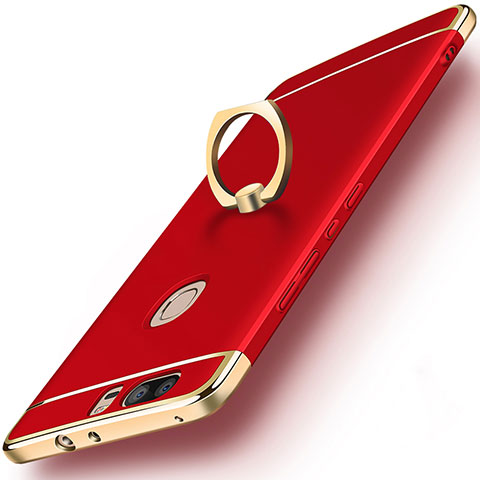 Coque Bumper Luxe Metal et Plastique avec Support Bague Anneau pour Huawei Honor V8 Rouge