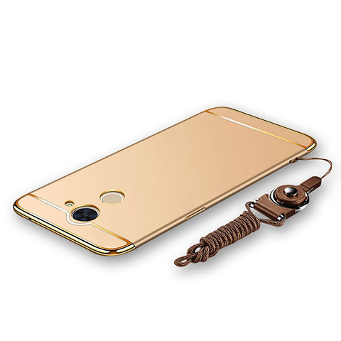 Coque Bumper Luxe Metal et Plastique Etui Housse avec Laniere pour Huawei Enjoy 7 Plus Or