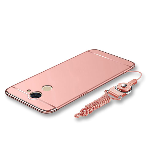 Coque Bumper Luxe Metal et Plastique Etui Housse avec Laniere pour Huawei Enjoy 7 Plus Or Rose