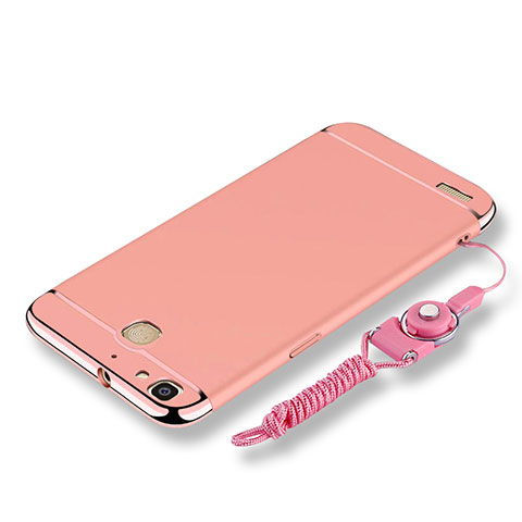 Coque Bumper Luxe Metal et Plastique Etui Housse avec Laniere pour Huawei G8 Mini Or Rose