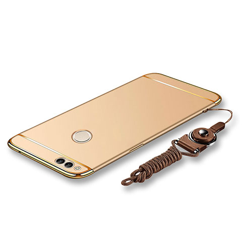 Coque Bumper Luxe Metal et Plastique Etui Housse avec Laniere pour Huawei Honor 7X Or