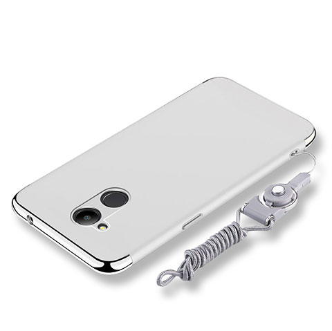 Coque Bumper Luxe Metal et Plastique Etui Housse avec Laniere pour Huawei Honor V9 Play Argent