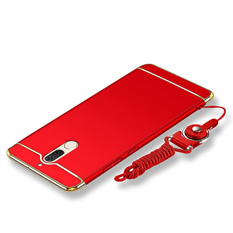 Coque Bumper Luxe Metal et Plastique Etui Housse avec Laniere pour Huawei Maimang 6 Rouge