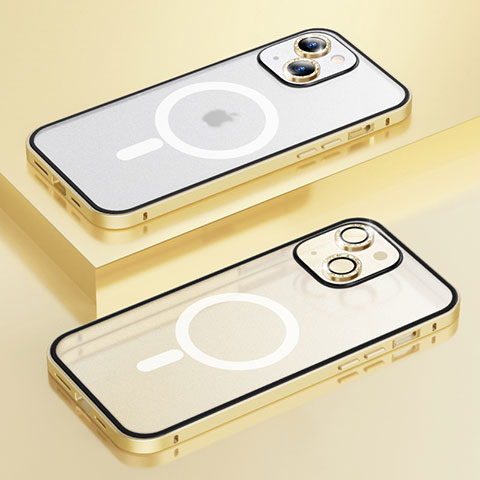 Coque Bumper Luxe Metal et Plastique Etui Housse avec Mag-Safe Magnetic Magnetique Bling-Bling LF1 pour Apple iPhone 13 Or