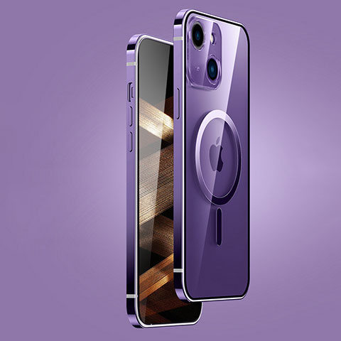 Coque Bumper Luxe Metal et Plastique Etui Housse avec Mag-Safe Magnetic Magnetique JB1 pour Apple iPhone 15 Plus Violet