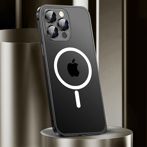 Coque Bumper Luxe Metal et Plastique Etui Housse avec Mag-Safe Magnetic Magnetique JL2 pour Apple iPhone 13 Pro Max Noir