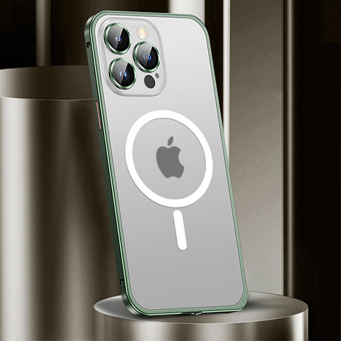 Coque Bumper Luxe Metal et Plastique Etui Housse avec Mag-Safe Magnetic Magnetique JL2 pour Apple iPhone 13 Pro Max Vert