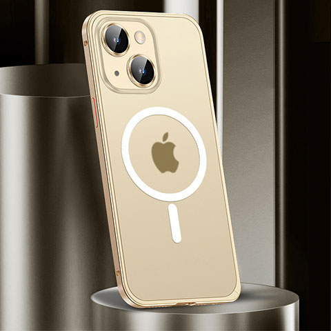 Coque Bumper Luxe Metal et Plastique Etui Housse avec Mag-Safe Magnetic Magnetique JL2 pour Apple iPhone 14 Plus Or