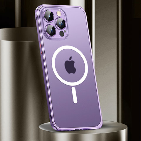 Coque Bumper Luxe Metal et Plastique Etui Housse avec Mag-Safe Magnetic Magnetique JL2 pour Apple iPhone 14 Pro Max Violet