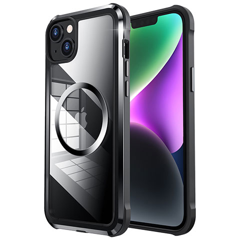 Coque Bumper Luxe Metal et Plastique Etui Housse avec Mag-Safe Magnetic Magnetique LF2 pour Apple iPhone 14 Noir