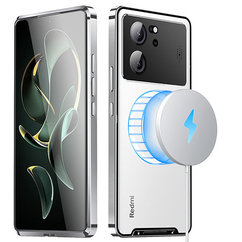 Coque Bumper Luxe Metal et Plastique Etui Housse avec Mag-Safe Magnetic Magnetique LK1 pour Xiaomi Redmi K60 Ultra 5G Argent