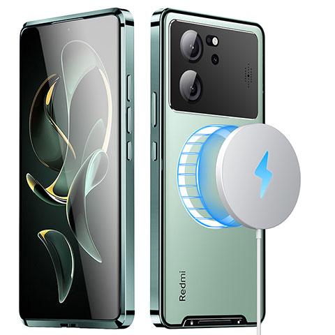 Coque Bumper Luxe Metal et Plastique Etui Housse avec Mag-Safe Magnetic Magnetique LK1 pour Xiaomi Redmi K60 Ultra 5G Vert